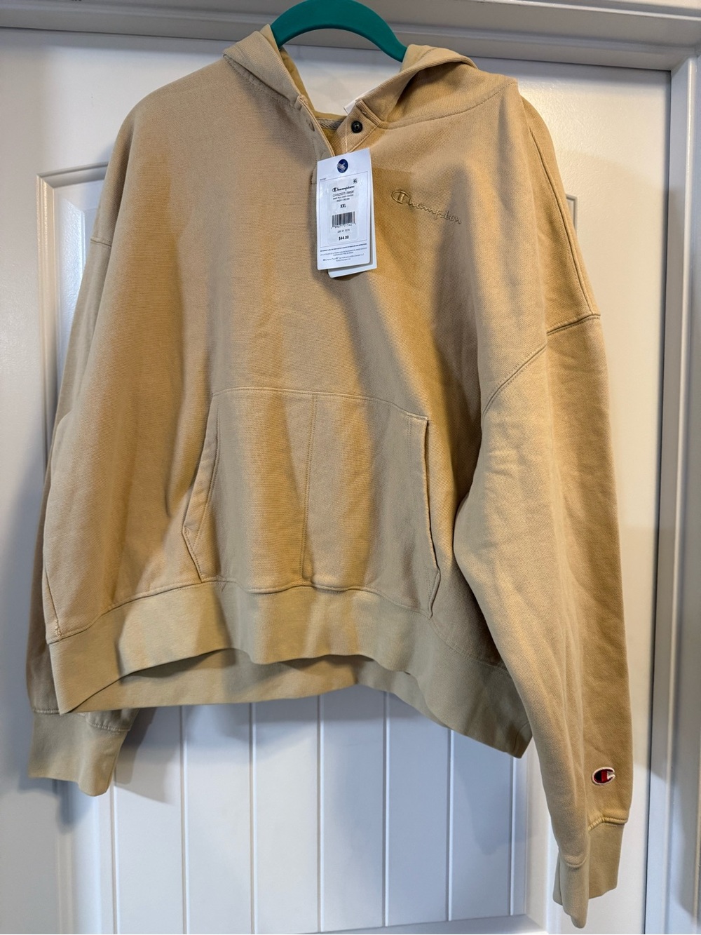 Champion Crewneck Hoodie in Khaki Tan